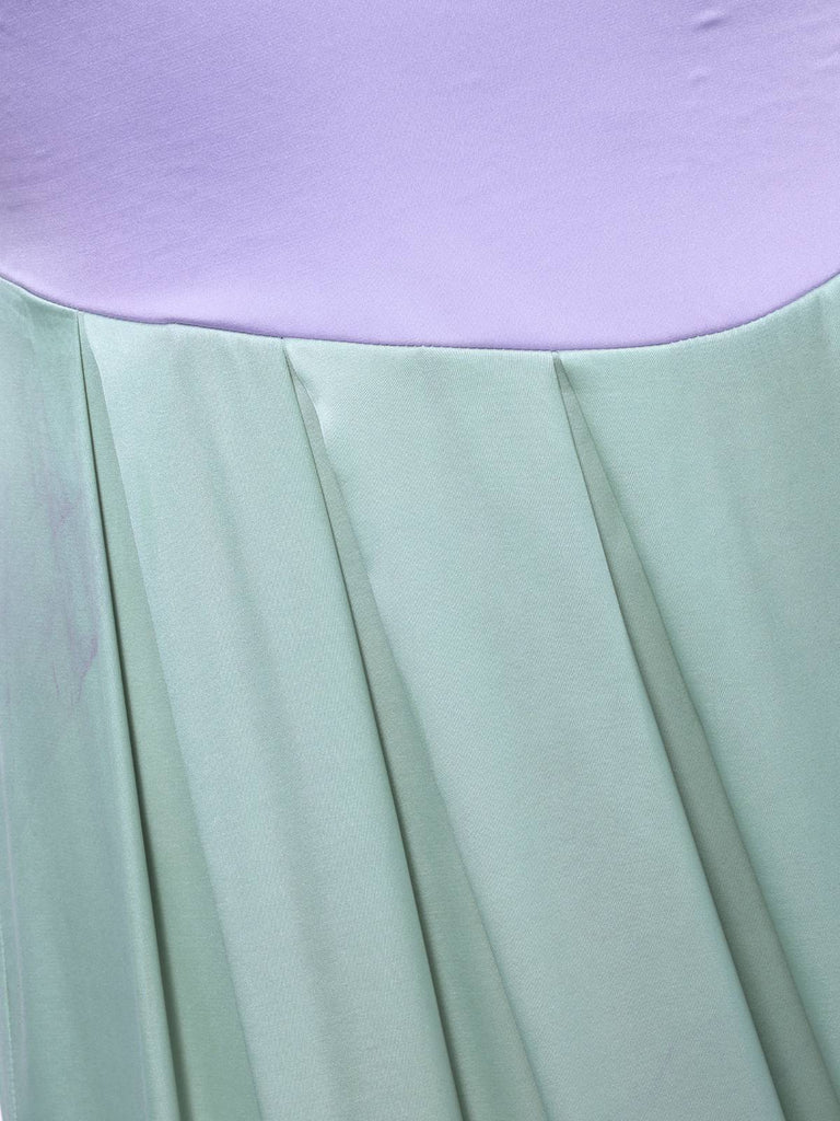 [Pre-Sale] [Plus Size] Lavender & Green 1940s Shell Pearl Pleated Dress