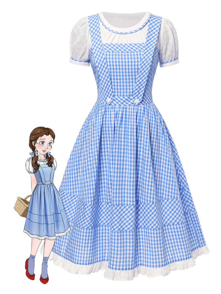 [Pre-Sale] 2PCS 1950s Cotton Gingham Plaid Top & Suspender Dress