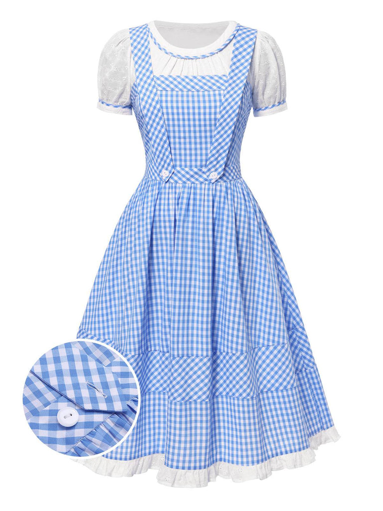 [Pre-Sale] 2PCS 1950s Cotton Gingham Plaid Top & Suspender Dress
