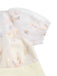White 1950s Deep V-Neck Embroidered Floral Dress