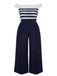 [Pre-Sale] [Plus Size] Blue 1930s Striped Off-Shoulder Jumpsuit