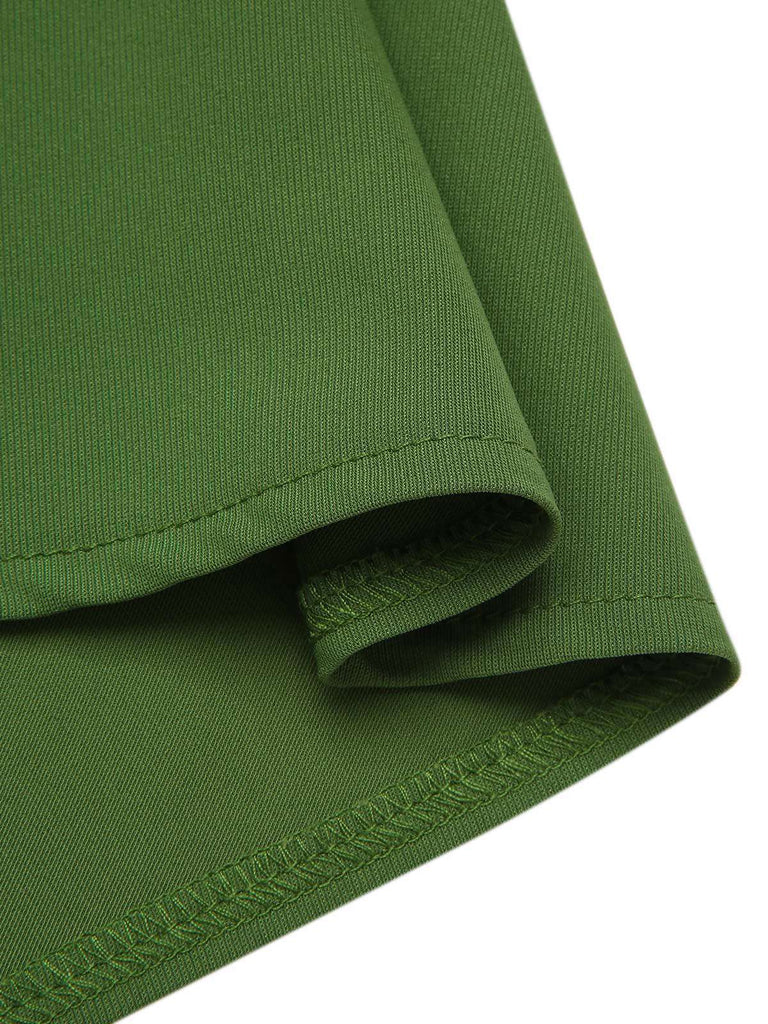 [Pre-Sale] Green 1950s Cherry V-Neck Mesh Patchwork Dress