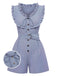 [Pre-Sale] Blue 1940s Cotton Pinstripe Ruffled Sleeveless Romper