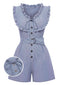 [Pre-Sale] Blue 1940s Cotton Pinstripe Ruffled Sleeveless Romper
