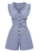 [Pre-Sale] Blue 1940s Cotton Pinstripe Ruffled Sleeveless Romper