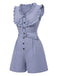[Pre-Sale] Blue 1940s Cotton Pinstripe Ruffled Sleeveless Romper