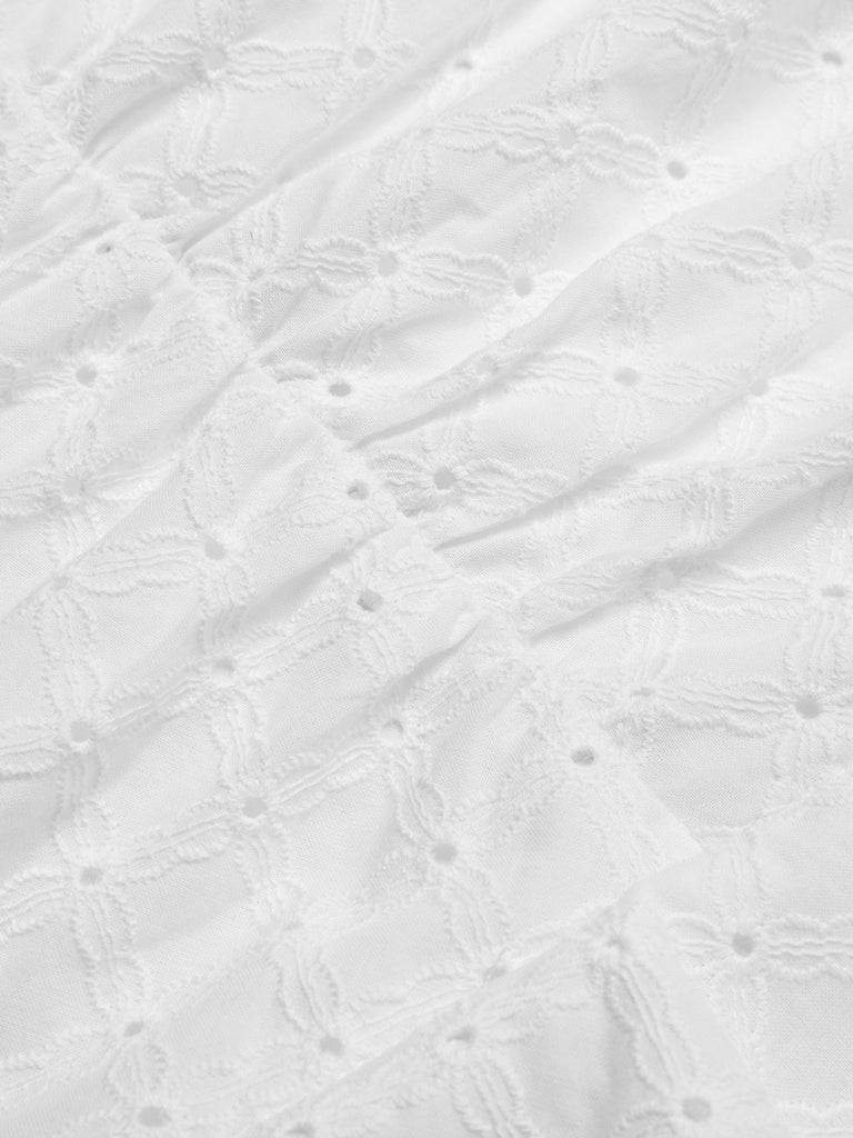 [Pre-Sale] White 1930s Solid Cotton Pleated Fishtail Dress