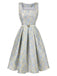 Light Blue 1950s Textured Floral Sleeveless Butterfly Dress