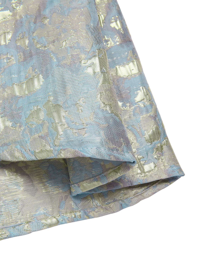 Light Blue 1950s Textured Floral Sleeveless Butterfly Dress