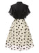 Black 1950s 3D Floral Ruffle V-Neck A-line Dress