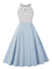 1950s Polka Dot Patchwork Halter Round-Neck Dress