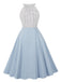 1950s Polka Dot Patchwork Halter Round-Neck Dress