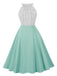 1950s Polka Dot Patchwork Halter Round-Neck Dress