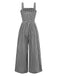 1950s Gingham Plaid Smocked Strap Jumpsuit