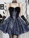 Blue 1980s Gothic Steampunk Floral Print Lace Patchwork Bubble Dress