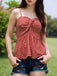 Red 1940s Plaid Twist Babydoll Camisole
