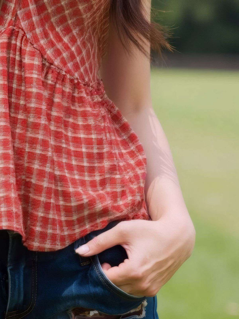 Red 1940s Plaid Twist Babydoll Camisole