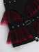 Black 1980s Gothic Steampunk Mesh Ruffles Mini Skirt