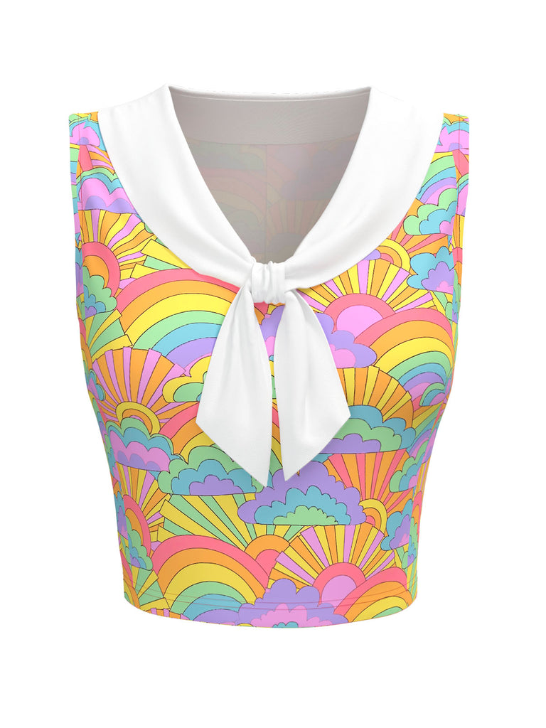 [Pre-Sale] 1960s Rainbow Sleeveless Tie Neck Blouse