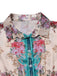 Green 1930s Symmetrical Floral Shirt Collar Jumpsuit