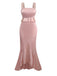 Pink 1930s Strap Lace Ruffles Satin Mermaid Dress
