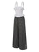[Pre-Sale] 1960s Strap Contrast Polka Dots Ruffles Jumpsuit