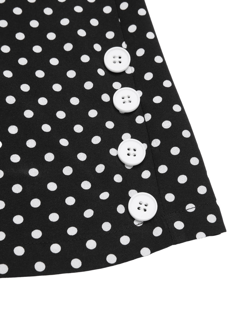 [Pre-Sale] 1960s Strap Contrast Polka Dots Ruffles Jumpsuit