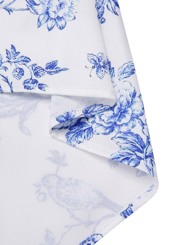 [Pre-Sale] Blue 1950s Blue & White Porcelain Floral Skirt