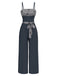 [Pre-Sale] Black 1950s Rose Plaid Lace-Up Jumpsuit
