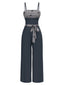 [Pre-Sale] Black 1950s Rose Plaid Lace-Up Jumpsuit