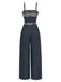 [Pre-Sale] Black 1950s Rose Plaid Lace-Up Jumpsuit