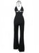 Black 1930s Halter Lace Bell-Bottom Jumpsuit