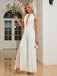 White 1930s Solid Deep V Embroidered Backless Jumpsuit