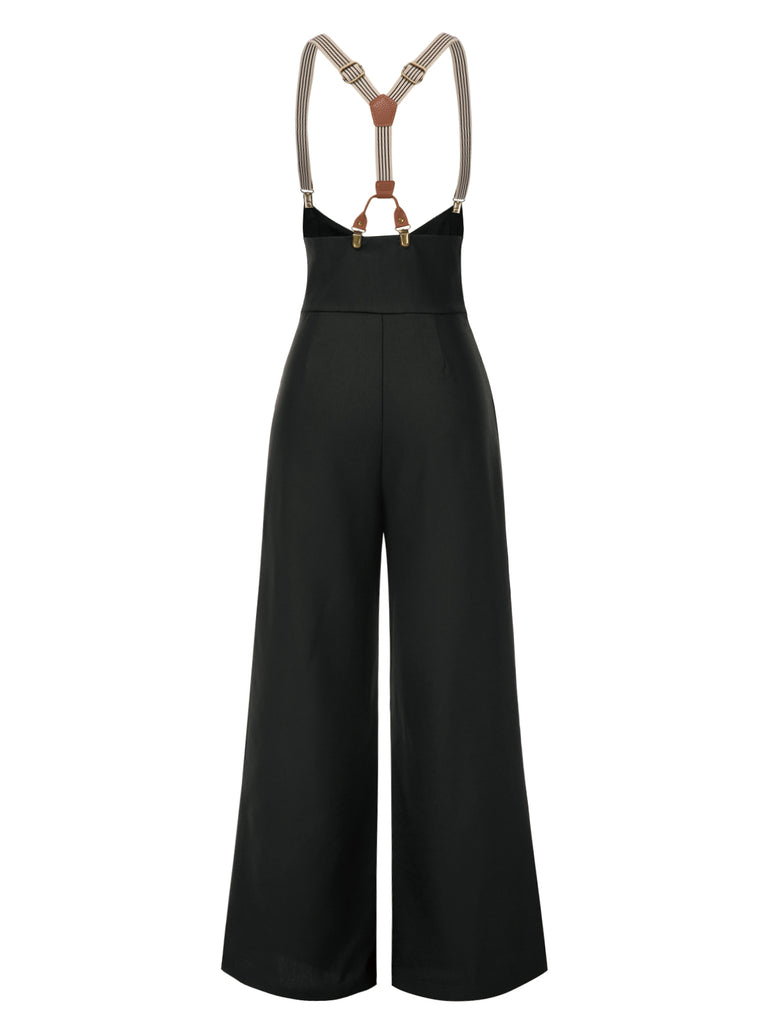 [Pre-Sale] Black 1950s Button Suspender Pants