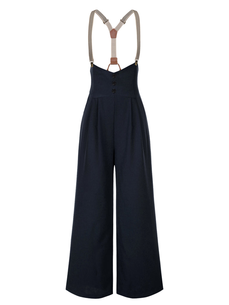 [Pre-Sale] Dark Blue 1950s Button Suspender Pants