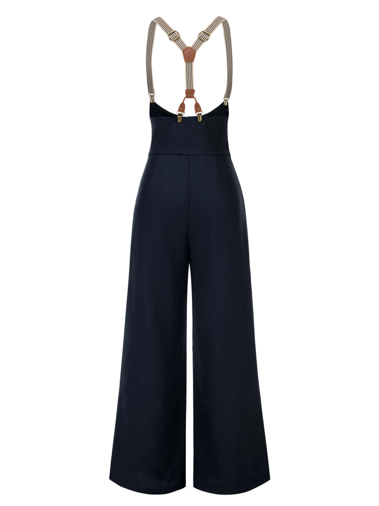 [Pre-Sale] Dark Blue 1950s Button Suspender Pants