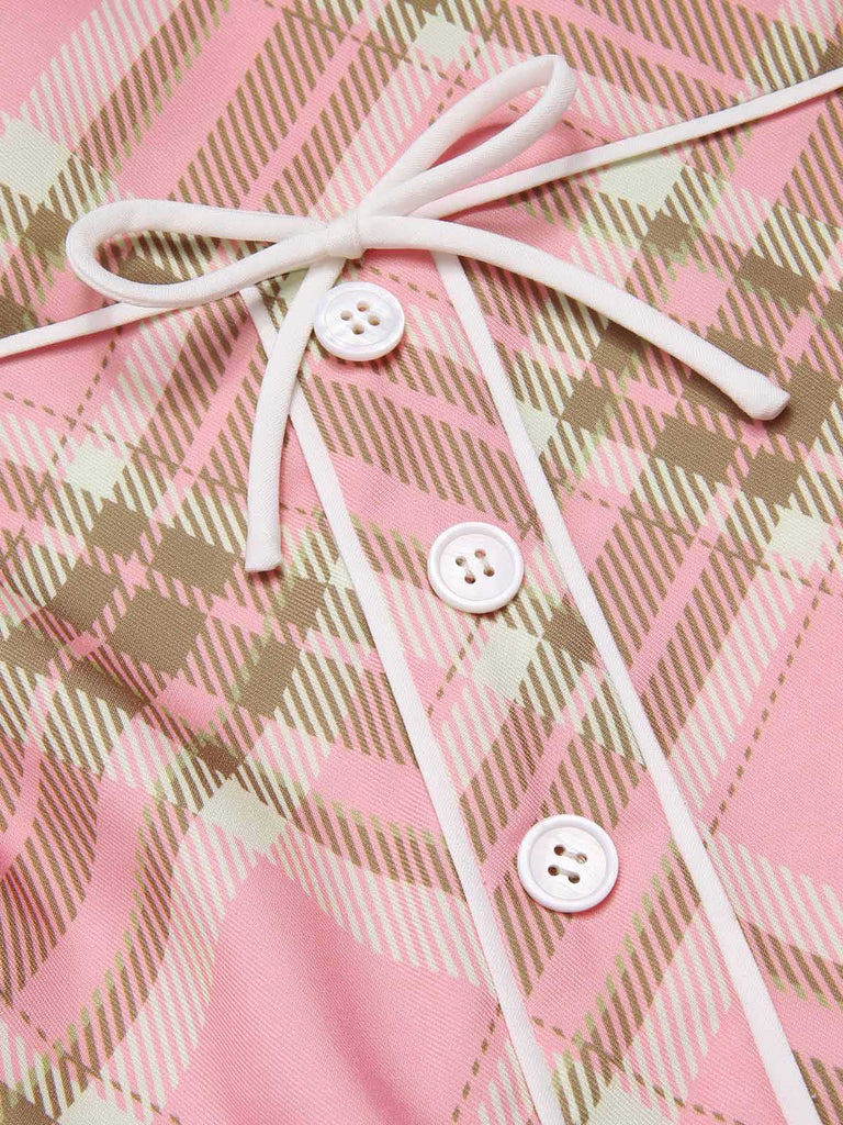 [Pre-Sale] Pink 1950s Gingham Plaid Sleeveless Belted Dress