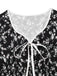 Black 1940s V-Neck Puff Ditsy Floral Dress
