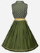 2PCS Green 1950s Ribbon Floral Dress & Embroidered Apron