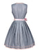 2PCS Blue Grey 1950s Floral Dress & Mesh Embroidered Apron
