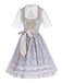 3PCS Gray 1950s Ethnic Floral Lace Top & Lace-Up Dress