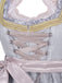 3PCS Gray 1950s Ethnic Floral Lace Top & Lace-Up Dress