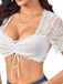 White 1950s Lace Patchwork Tie Crop Top
