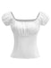 1950s Solid Square Neck Ruched Top