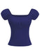 1950s Solid Square Neck Ruched Top