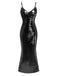 Black 1930s Spaghetti Strap Tie Back Sequined Dress