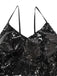 Black 1930s Spaghetti Strap Tie Back Sequined Dress