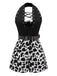 [Pre-Sale] Black 1980s Punk Halter Hollow Cow Pattern Romper