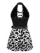 [Pre-Sale] Black 1980s Punk Halter Hollow Cow Pattern Romper