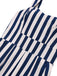 Blue 1930s Vertical Stripes Palm Trees Jumpsuit